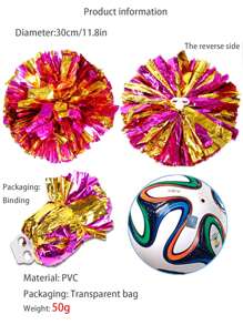 2pcs Football/Basketball Cheerleader Pom Poms, Metal Series Sports Team Activity, Dancing Performance Props, Square Dance Game Props, Dancing And Fan Cheering Props, Suitable For Outdoor Sports Team Performances