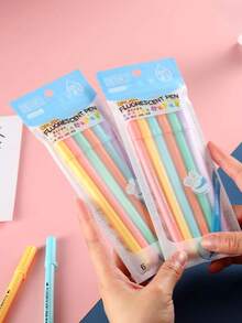 6 Soft Brushes, Highlighter Set, Pastel Marker Pen Set, Art Color Highlighter, Calligraphy Pen Back To School - Multicolor - View 7