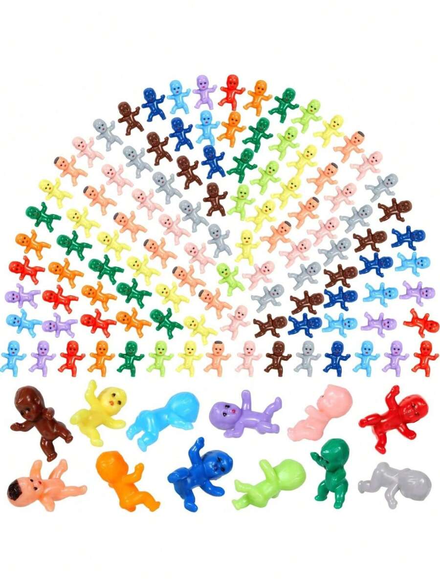 10/50/100 piezas- Miniatura de bebés de plástico de colores variados, figuritas de bebé de plástico pequeñas a granel para juegos de baby shower, cubitos de hielo, etc.