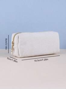 1 pieza Bolsa de lápices de pana con transferencia térmica personalizada, estuche de lápices personalizado con texto personalizado - gran capacidad, bolsa de almacenamiento, de vuelta a la escuela, útiles escolares