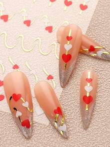 爱心花线贴花法式美甲贴纸自粘彩色美甲用品指甲设计装饰配件 - 彩色 - 查看 10