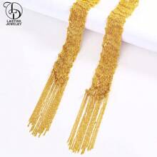 2Pcs Handmade Knitted 24K Gold Plated Sweater Chain, Necklace & Earring Jewelry Set For Women, Suitable For Party, Wedding, Anniversary, Formal Dress, Holiday Gift, Casual Wear