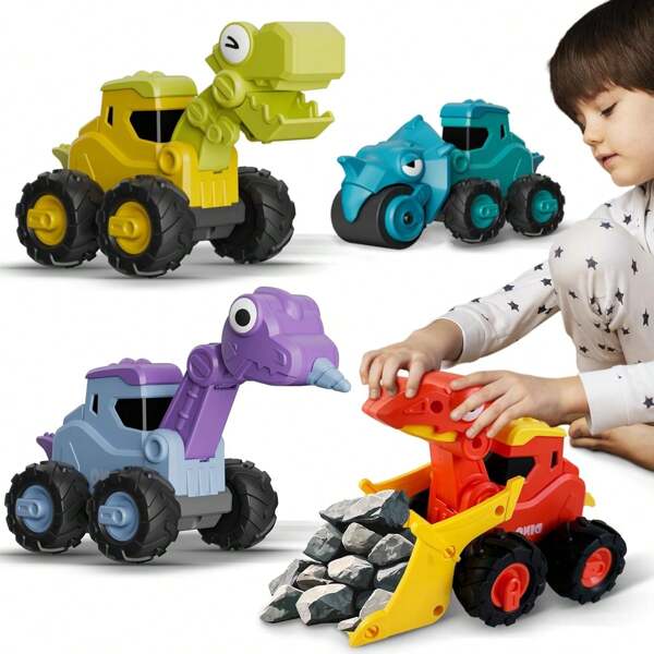Push And Go Friction Dinosaur Truck With Foldable Sliding Dino Car - Transport Carrier Toys Toddlers, Boys & Girls - Dinosaur Toys