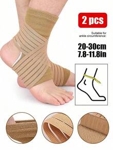 1 对 - 男女可调节针织踝部支架，弹性透气，踝部压缩套，适用于脚跟和脚部，压缩袜带有 2 条交叉绑带，可固定踝部 - 足弓支撑支架，适用于工作、健身、运动！- 黄色 - 黃色 - 查看 10