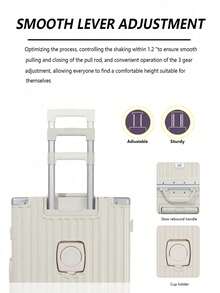 14-Inch Makeup Case Set, Carry-On Approved, Hard Shell PC Aluminum Frame Travel Luggage, Suitable For School, School Supplies And Other Study Essentials - Beige - View 5