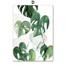 1 PIEZA Pintura en lienzo de hojas de plantas acuarela verde primaveral estilo nórdico. Pósteres y estampas para decoración de paredes en salas de estar, dormitorios y comedores. Opcional con marco. Pósteres modernos, arte de pared, pinturas en lienzo. - Multicolor - Ver 31
