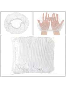 100 piezas Gorros de ducha desechables tipo bouffant, de tela no tejida, adecuados para trabajadores de servicios de alimentos, salones, cocinas