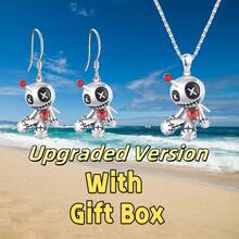 Creative Funny Voodoo Doll Red Heart Pendant Earrings, Punk Cartoon Holiday Decoration Accessories, Halloween Gift Valentines,Mom,Mother,Mother's Day,Gift