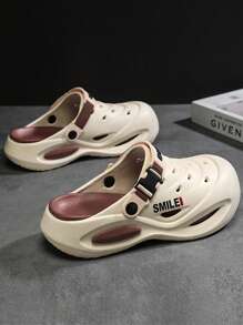 2025 New Men's Fashionable Slip-On Sandals, Thick Sole, Anti-Slip, Soft Sole, Lightweight, Comfortable, Breathable, Dual-Tone Letter Design, Suitable For Outdoor, Driving, Summer Back To School