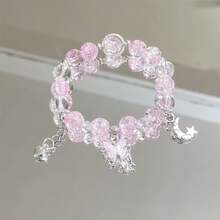 1 件月亮和星星串珠手链，蝴蝶和心形吊坠手链，多色时尚甜美星月串珠手工手链，适合男女日常佩戴、派对、约会，是送给朋友和家人的完美礼物 - 星月蝴蝶愛心手鍊 - 查看 6