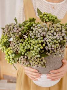 2/4pcs Artificial Berry Stem Fruit Pseudoplastic Berry Plant Holly Fruit Artificial Berry Stem Flower Spray Berry, Lifelike Green Berry With Stem Valentine's Day Simulation Flower, Used For Holly Christmas Holiday And Home Decoration DIY Berry Tree Trunk Home Kitchen Party Centerpiece Decoration Garland Decoration, Artificial Flower Plastic Back To School Room Decor School Supplies