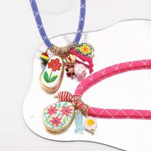 Mydear 1 pieza Collar colgante con flores y coral rojo de estilo bohemio y elementos múltiples, adecuado para que las mujeres lo usen en la playa y en resorts de verano