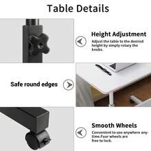 Computer Table Stand Adjustable Bedside Portable Study Mobile Laptop With Wheel - White - View 7