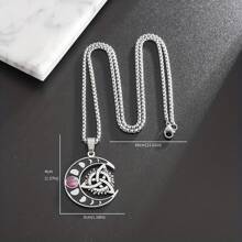 1pc Stainless Steel Irish Knot Red Gemstone Pendant Wiccan Witch Knot Moon Necklace Men Women Lucky Jewelry