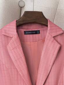 HOMEYEE 长袖复古优雅休闲商务专业办公室女士西装外套，秋冬 - 粉色 - 查看 4