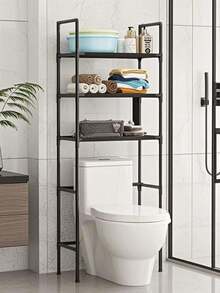 1 件浴室储物架，垂直马桶储物架，节省空间的浴室架，独立式节省空间，带厕纸架，多功能马桶顶部收纳架，适合大多数马桶，易于组装
