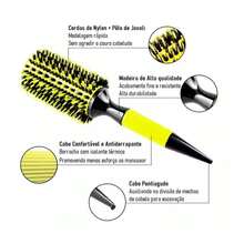 Thermal Hair Brush Mixed Boar Bristle Wood - Yellow - View 2