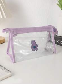 1 Stück Bären Muster transparente Federtasche, einfarbiges Reißverschluss personalisiertes Design Mäppchen, leicht und tragbar Kulturbeutel für Reisen, unverzichtbare Schulsachen für Schule und Schulzeit, Federmappe, Schultasche