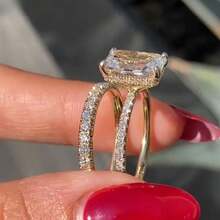 2pcs Women's Fashion Ring Set, Elegant Alloy Cubic Zirconia Ring, Suitable For Valentine's Day, Vacation, Commute, Dating, Party, Wedding, Engagement, Gift For Wife, Girlfriend, Mother Birthday, Anniversary, New Year - All Seasons - Gold - View 14