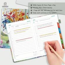 Sailingvan 1 本日记本 2026 年每日一页 A5，从 2026 年 1 月到 2026 年 12 月，带月视图的预约簿，带松紧带封口，笔环，彩色标签，内袋，A5（5.7 英寸 X 8.3 英寸）