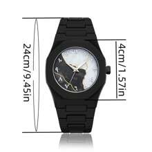 1 pieza Reloj de pulsera de cuarzo clásico y creativo para hombre, de estilo casual de negocios en azul, negro y rosa, con diseño de números arábigos y dibujos animados, adecuado para la oficina, deportes, cumpleaños, regalo para días festivos