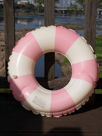 1pc Double Airbag Double Layer Adult Swimming Ring, Retro Grid Feng Shui Inflatable Swimming Ring, Suitable For Summer, Swimming Pool, Party