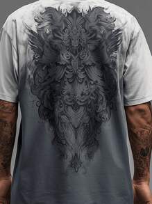 Men's Street Style Vintage Dark Messenger 3D Print Round Neck Short Sleeve T-Shirt, Casual Sporty Loose Fit, Suitable For Workout, Leisure, Home Gathering