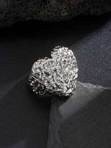 1 件个性化夸张厚心形戒指，金色液体纹理金属戒指，男士配饰，休闲和派对佩戴