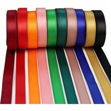 Double Face Satin Ribbon 10 Colors 3/8"(10mm) X 5 Yards Each Total 50 Yards For Gift Wrapping Wedding Party Decoration