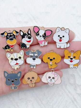 10pcs Cartoon Anime Dog Jewelry Making Enamel Necklace Earrings Bracelet Pendant Diy Jewelry Making