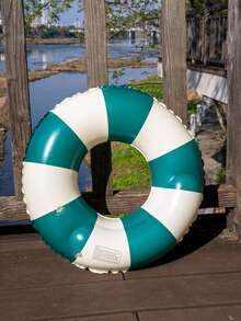 1 件双气囊双层成人游泳圈，复古网格风水充气游泳圈，适合夏季、泳池、派对 - 綠色 - 查看 10