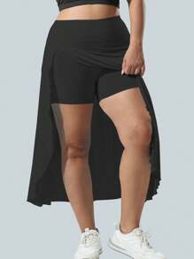 Letnia spódnica z wysokim stanem dla kobiet Lycra asymetryczna pół spódnica z kieszeniami chłodząca lód sportowa spódnica szorty do jogi, tenisa i golfa