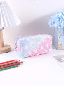 1 Astuccio per matite con motivo a stella in rete a strato singolo, design creativo - pendente con cerniera a forma di stella, borsa per cancelleria per conservazione e organizzazione di cancelleria da desktop in classe, grande capacità e portatile, accessori scolastici essenziali, regalo raffinato per amici, ritorno a scuola, astuccio per matite, custodia per matite, borsa scolastica