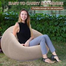 Inflatable Bean Bag Chairs Adult Blow Up Chairs Lazy Sofa Folding Portable Inflatable Chair Movie Outdoor Room Bedroom Reading Camping(Purple) - 咖啡 - 查看 3