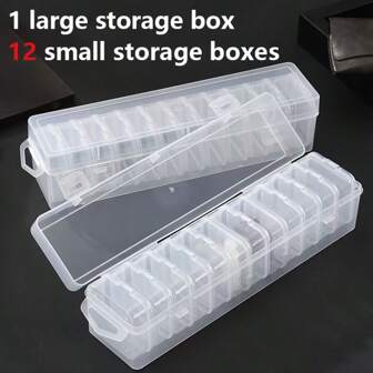 13-Pack DIY Storage Box Tray, 1 Big Box With 12 Small Boxes, Bead Storage Box, Diamond Painting Accessories Diamond Painting Tray With Lid, 2 In 1 Diamond Art Storage And Diamond Art Tray, Bead Storage And Arrangement, Boxed