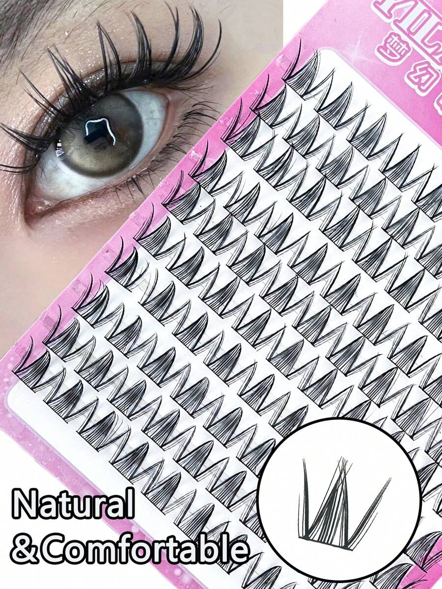 100 片睫毛簇 DIY 睫毛延长簇睫毛纤细单根假睫毛 C D 卷曲 8-12 毫米浓密蓬松睫毛簇