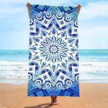1pc Ultra-Soft Microfiber Beach Towel, Quick-Drying, Lightweight, Absorbent Polyester Blend, Ideal For Camping And Beach Gear, Travel Towel, Bath Towel Quick-Drying Fabric
