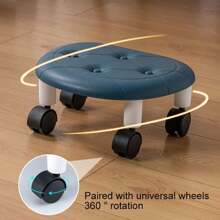 1 pièce Tabouret mobile bas avec roulettes pivotantes - Repose-pieds en plastique sans formaldéhyde pour la maison, le salon, la chambre - Pouf rond multifonctions confortable, outil et accessoire, sans odeur