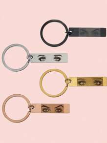 Llavero con diseño de ojo personalizado, colgante de acero inoxidable, llavero rectangular de moda, joyería de aniversario única, llavero de ojo personalizado creativo, regalo para los seres queridos