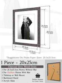 1pc Vintage Photo Frames With Charcoal Grey Wood Grain For Wall, 30x40/30x30/20x25/20x20/13x18cm, Industrial Style/Business Style/Retro Style/Black And White Style Collage Gallery Picture Frame, Nine-Grid Photo Frame Wall, Material, Widen Strips And Easy Buckle, Time-Honored Nostalgic Narrative Gift For Friends / Family