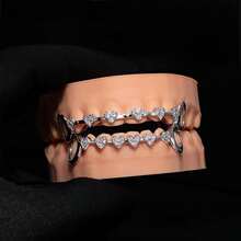 THATBOY 2pcs Heart-Linked Hollow Copper Inlaid 5A Zirconia Hip Hop Jewelry, Ice Grid Pattern Party Gift For Women - Multicolor - View 13