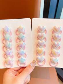 30pcs/10pcs Faux Pearl Heart & Star Shaped Hair Ties For Girls Student, Suitable For Daily Use Fashionable And Sweet Girl Decoration Hair Accessories