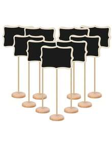 5/10 Pcs Wooden Mini Chalkboard Signs With Easel Stands Party Buffet Food Labels Message Board Sign Rectangle Chalkboards Wedding Venue Card Birthday Party Decoration - Multicolor - View 7