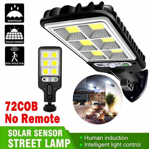 1pc Solar Induction Street Light, ABS Material, Super High Power Built-In Rechargeable Battery, With Infrared Sensing Function Wall-Mounted Solar Light, Including Motion Sensor 3 Function Modes, Automatic Lighting Studio Light Can Be Switched In The Dark, Outdoor Semi-Flush Installation, Suitable For Roads, Courtyards, Exterior Walls, Garages, Fences, Gardens
