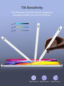 Stylet compatible avec iPad avec rejet de la paume, sensibilité à l'inclinaison, batterie 90mAh, stylo compatible avec iPad 10e génération 10,9 pouces 2022, Air4/5/6/M4, iPad A16 11e génération 2025, iPad Air 11 et 13 pouces (M3/M2), iPad Pro 11/12,9 pouces - Blanc