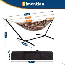 Double Hammock With Space Saving Steel Stand, 2 Person Heavy-Duty Hammock With Carry Bag, For Garden, Yard Or Outdoor, 450lbs Capacity