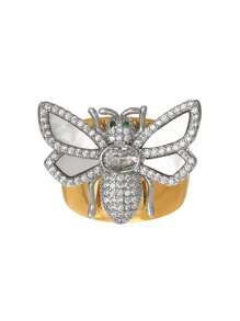 1 peça de anel de abelha com zircônia sintética incrustada de cobre, elegante, leve e criativo, para mulheres, irmãs, casal, baile de formatura, joias, presente, adequado para encontros diários, festas, presente de feriado, verão, praia, férias