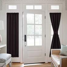 Local Warehouse- Door Curtain Panel, Grey French Door Curtains Blackout Thermal Insulated Curtain Sidelight Privacy For Window/Living Room/Doorways/Classroom (25W By 72L Inches, 1 Panel) - 太妃糖棕色 - 查看 11