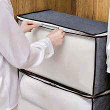 3pcs/1pc/10pcs Non-Woven Fabric Storage Box, Foldable Storage Bag, Dustproof, Safety Zipper Closure, Portable With Side Handle