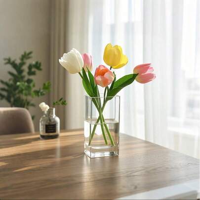 Elegant Square Acrylic Vase Set, Suitable For Anniversary, Party And Gift Center Decorations - Durable, Shatterproof Vases, Suitable For Living Room, Kitchen, Office - Perfect For Flower Arrangement And Home Decor